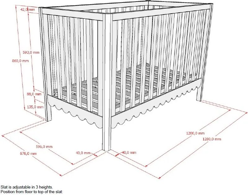 Бежово детско креватче 60x120 cm от масивен бор с регулируема височина Swingo – Vipack