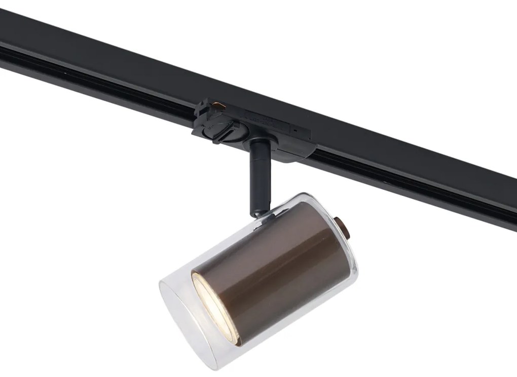 Модерен прожектор тъмен бронз с прозрачно стъкло за релсова система 1-фазен - Iconic Lloyd