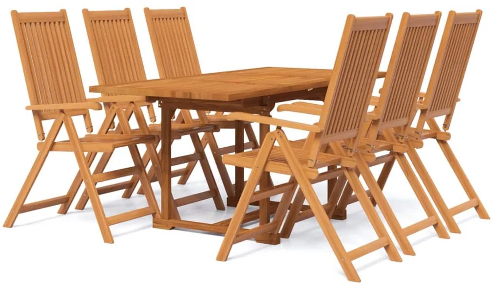 3079646 vidaXL Градински трапезен комплект от 7 части, акация масив, 120-170 см
