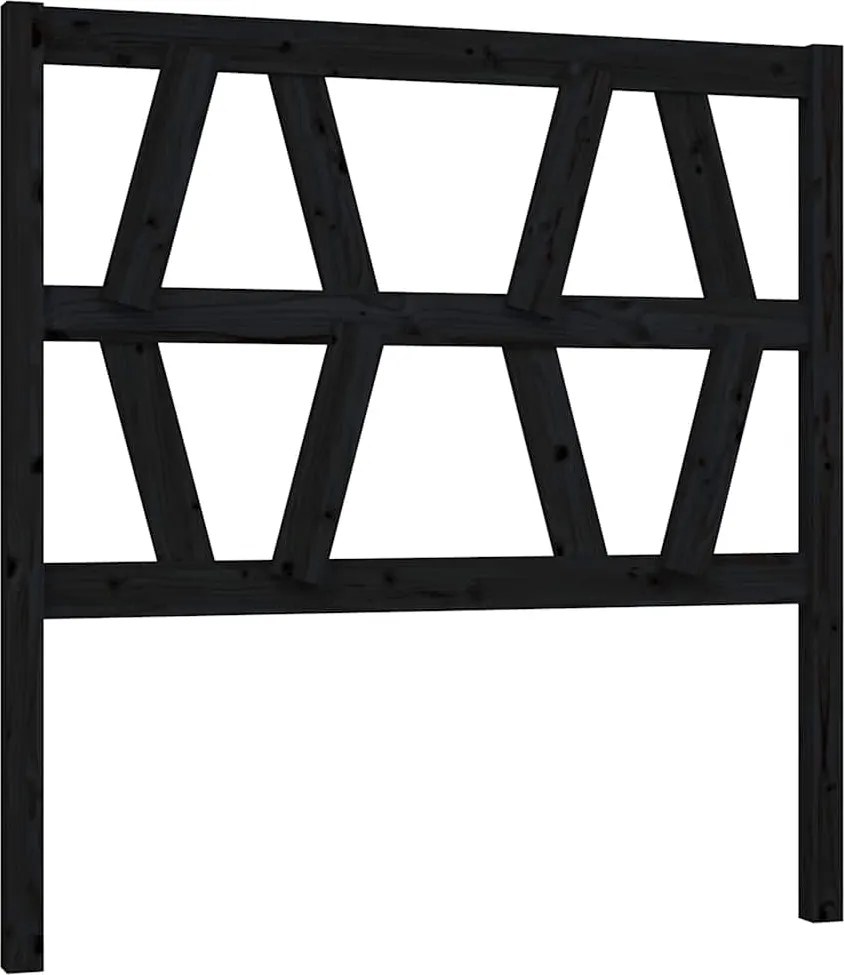 818599 vidaXL Горна табла за легло, черна, 81x4x100 см, бор масив