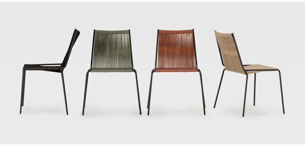 Теракотени метални трапезни столове в комплект за подреждане 2 бр. Emily – Marckeric