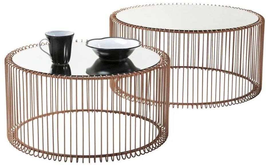 Кръгли масички за кафе в комплект 2 бр. в меден цвят ø 69,5 cm Wire Big – Kare Design