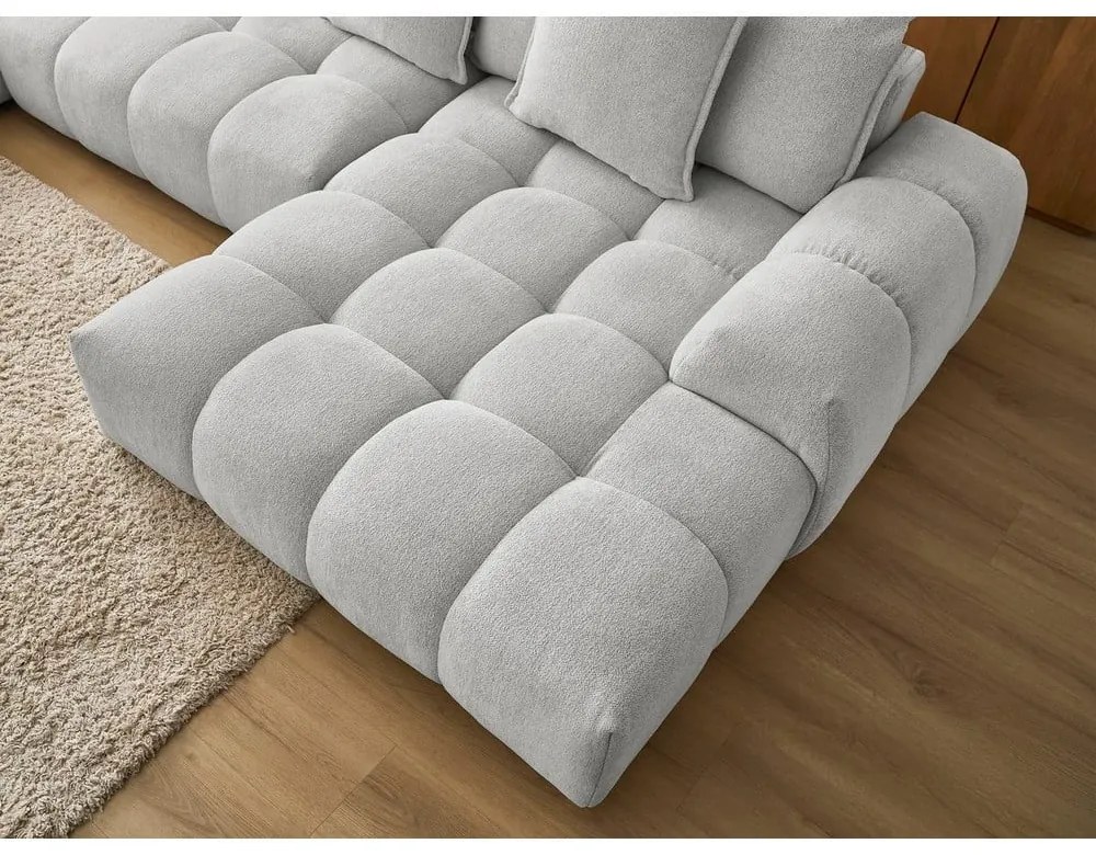 Светлосив шенилов сгъваем/с място за съхранение ъглов диван (ляв ъгъл/U форма) Everest – Bobochic Paris