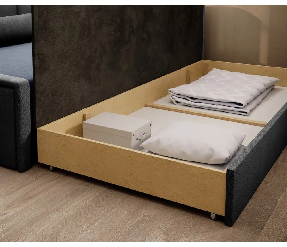 Син/сив шенилов сгъваем/с място за съхранение диван 214 cm Fulgeo – ELTAP