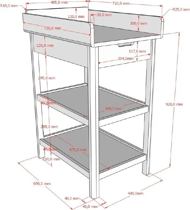 Маса за повиване от масивен дъб с маса за преповиване в естествен цвят Forrest – Vipack