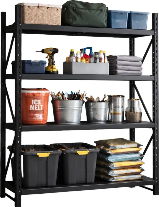 Метален стелаж за склад, гараж и работилница - 800 кг, 4 рафта