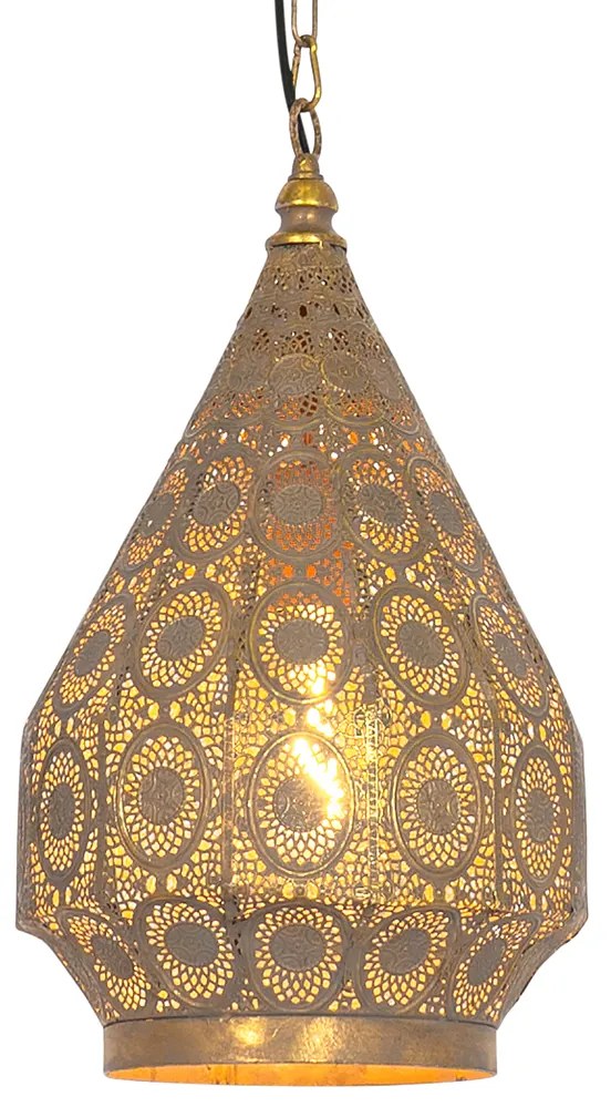 Ориенталски висящ златен лампион с шарка 26cm - Mowgli
