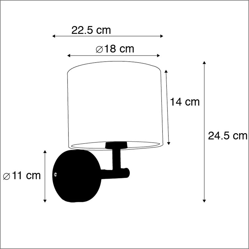 Класически стенен аплик златен с черен кадифен абажур - Combi