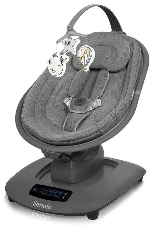 Lionelo - Детска люлка с мелодия BLOSSOM Grey Concrete + дистанционно управление