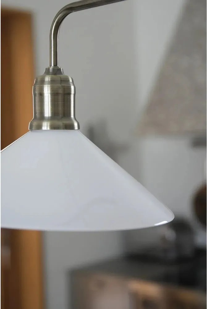 Бяло/в месингов цвят метално висящо осветително тяло със стъклен абажур Vela – Markslöjd