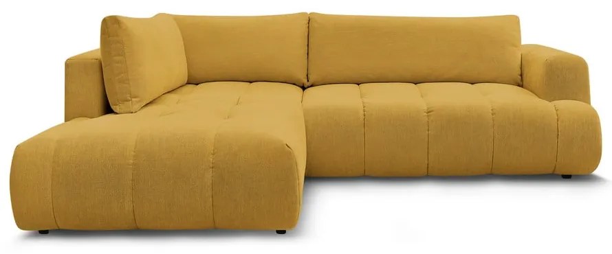 Сгъваем/с място за съхранение ъглов диван в цвят горчица (ляв ъгъл/L форма) Fuji – Bobochic Paris