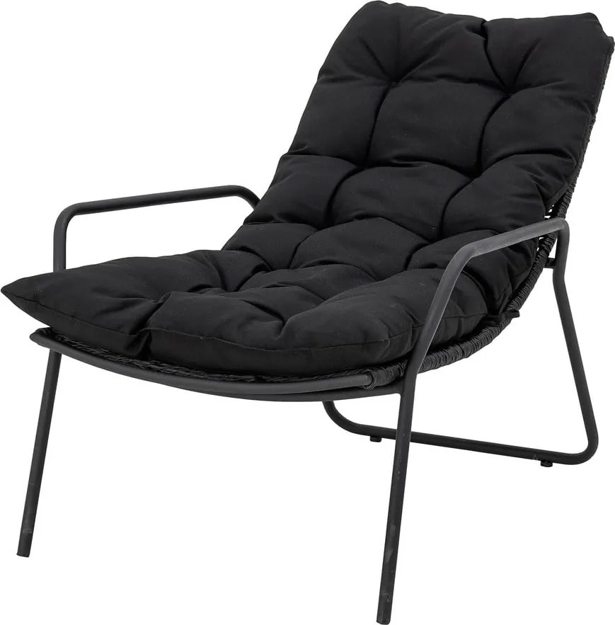 Черен градински шезлонг с табуретка за крака Boel - Bloomingville