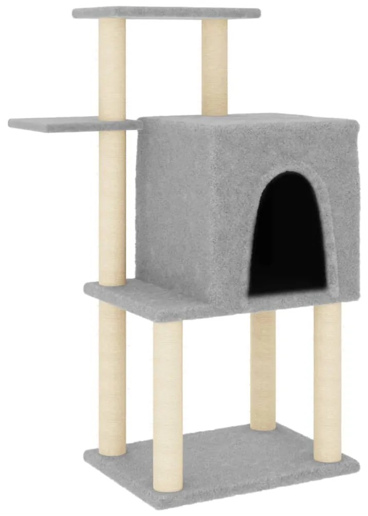 172065 vidaXL Котешко дърво със сизалени стълбове, светлосиво, 97 см