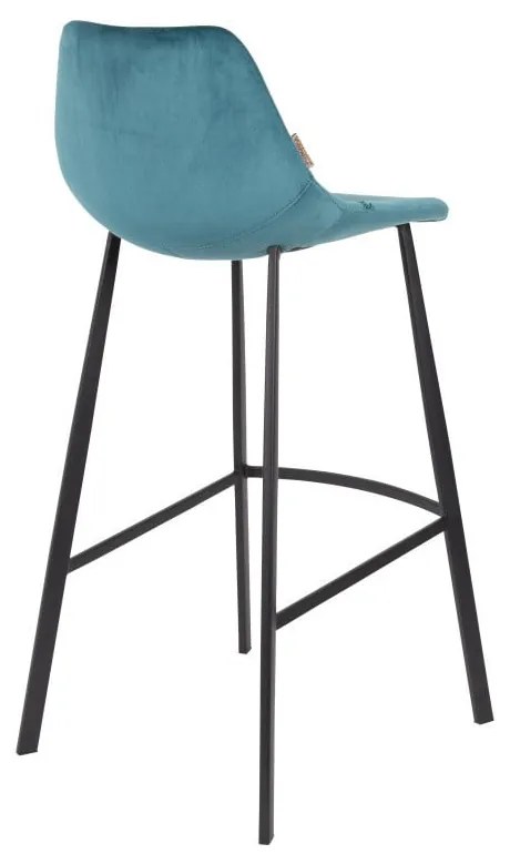 Комплект от 2 бар стола в бензиново синьо с кадифена тапицерия, височина 106 cm - Dutchbone