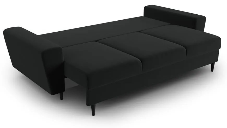 Черен кадифен разтегателен диван с място за съхранение 235 cm Kyoto – Cosmopolitan Design