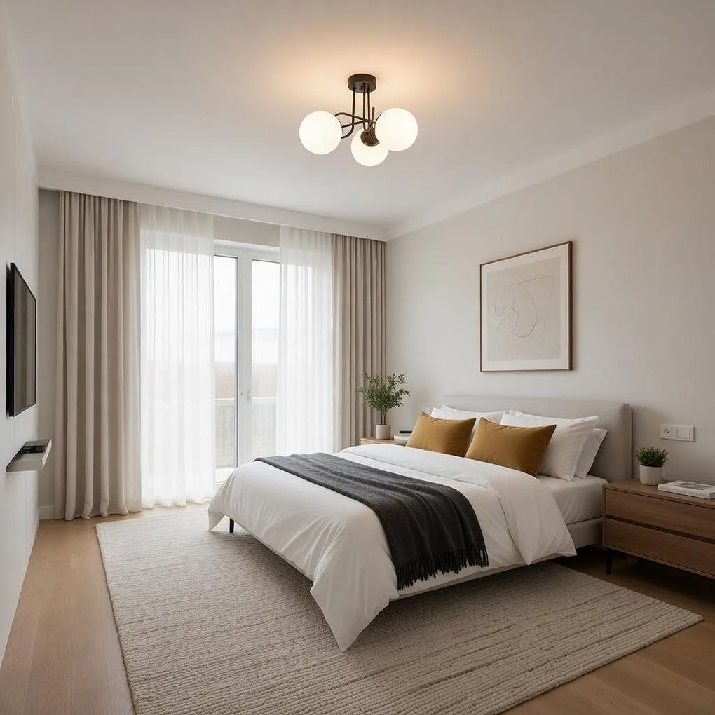 Плафон МОНА, черен/бял, 3хE27