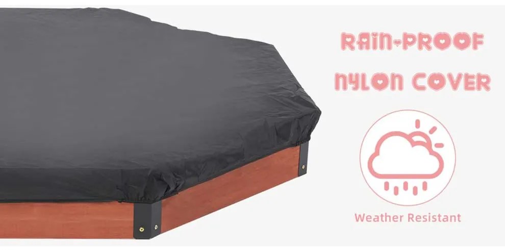 GINGER HOME Дървен пясъчник с покривало OSTRAGON 119х119х23 см.