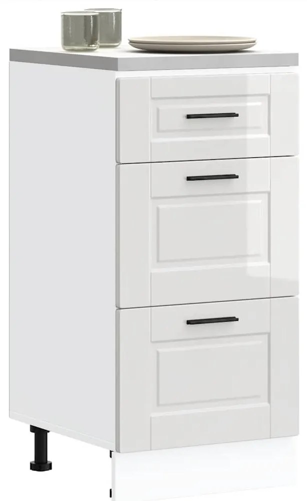 854222 vidaXL Кухненски шкаф "Porto" с висок гланц, бяло, инженерно дърво