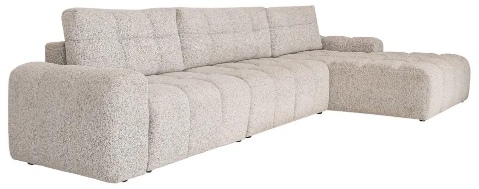 Бежов разтегателен модулен ъглов диван с място за съхранение (десен ъгъл) Lulu – Miuform
