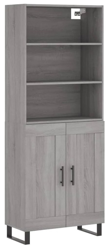 3189987 vidaXL Висок шкаф, сив сонома, 69,5x34x180 см, инженерно дърво