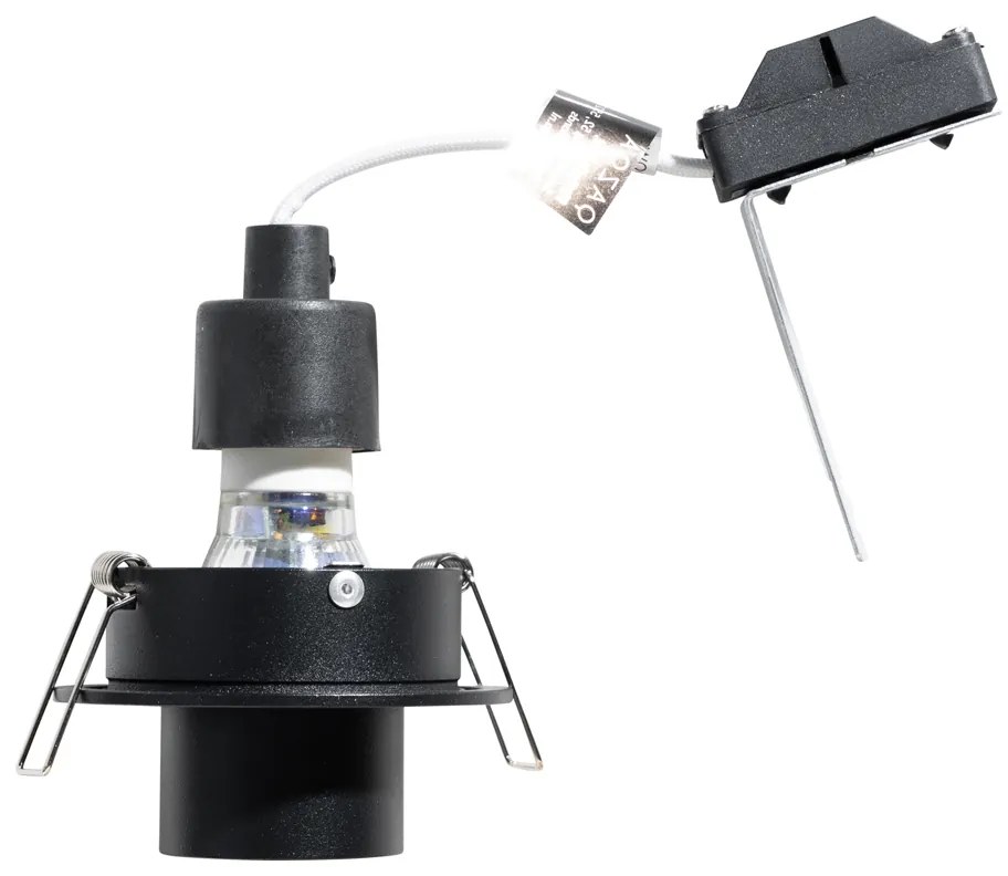 Комплект от 6 вградени спота черни GU10 35mm кръгли с наклон - Installa