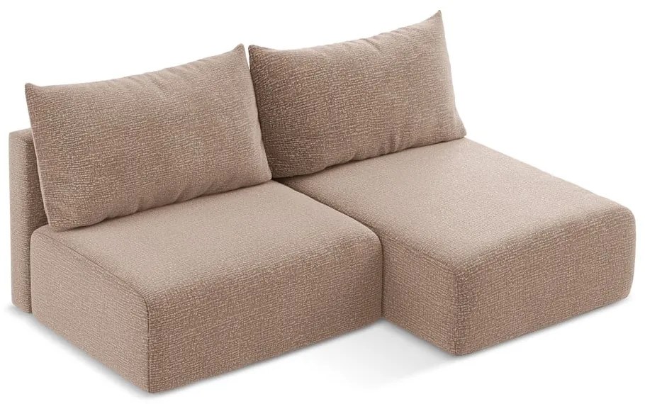 Светлокафяв разтегателен ъглов диван с място за съхранение (десен ъгъл) Kalena – Makamii