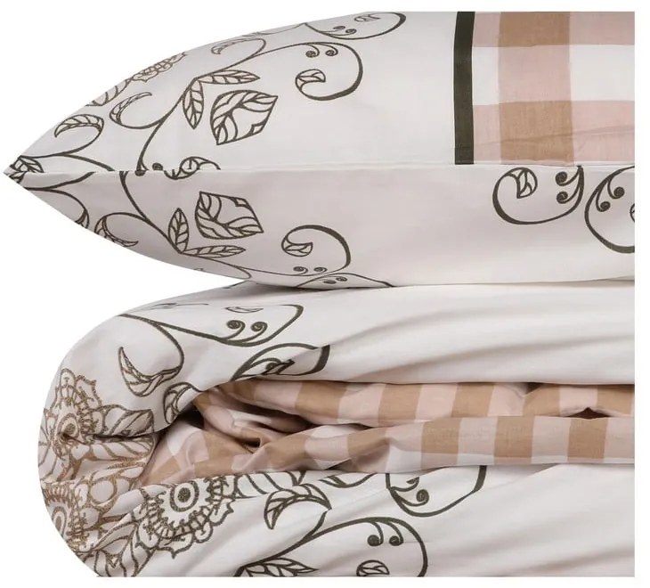 Бяло-розово единично спално бельо от памук Renforcé 140x200 cm Nazenin – Mijolnir