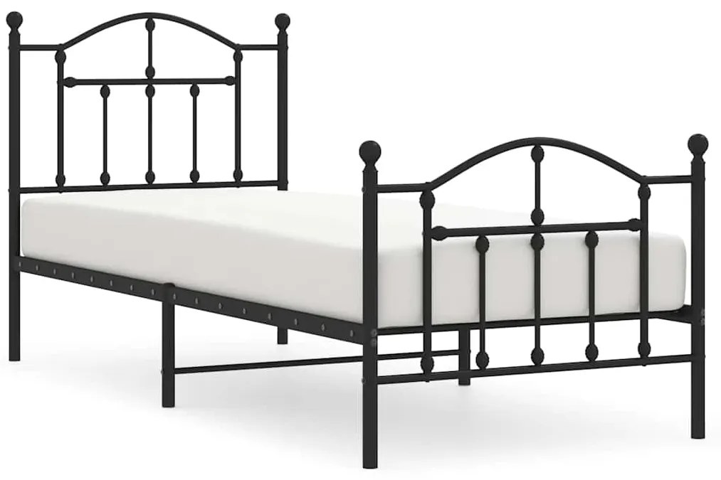 353449 vidaXL Метална рамка за легло с горна и долна табла, черна, 90x190 см