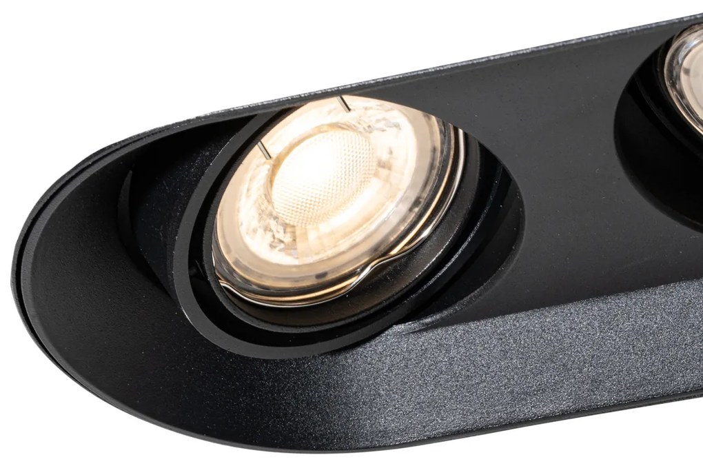 Комплект от 6 заоблени вградени спота черни GU10 50mm 2-Light - Hubs