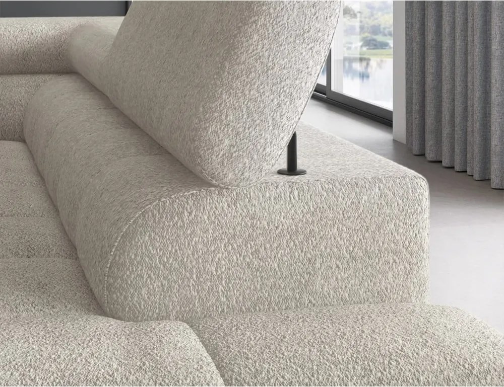 Кремав разтегателен ъглов диван с място за съхранение от букле (десен ъгъл L форма) Ferucce – ELTAP