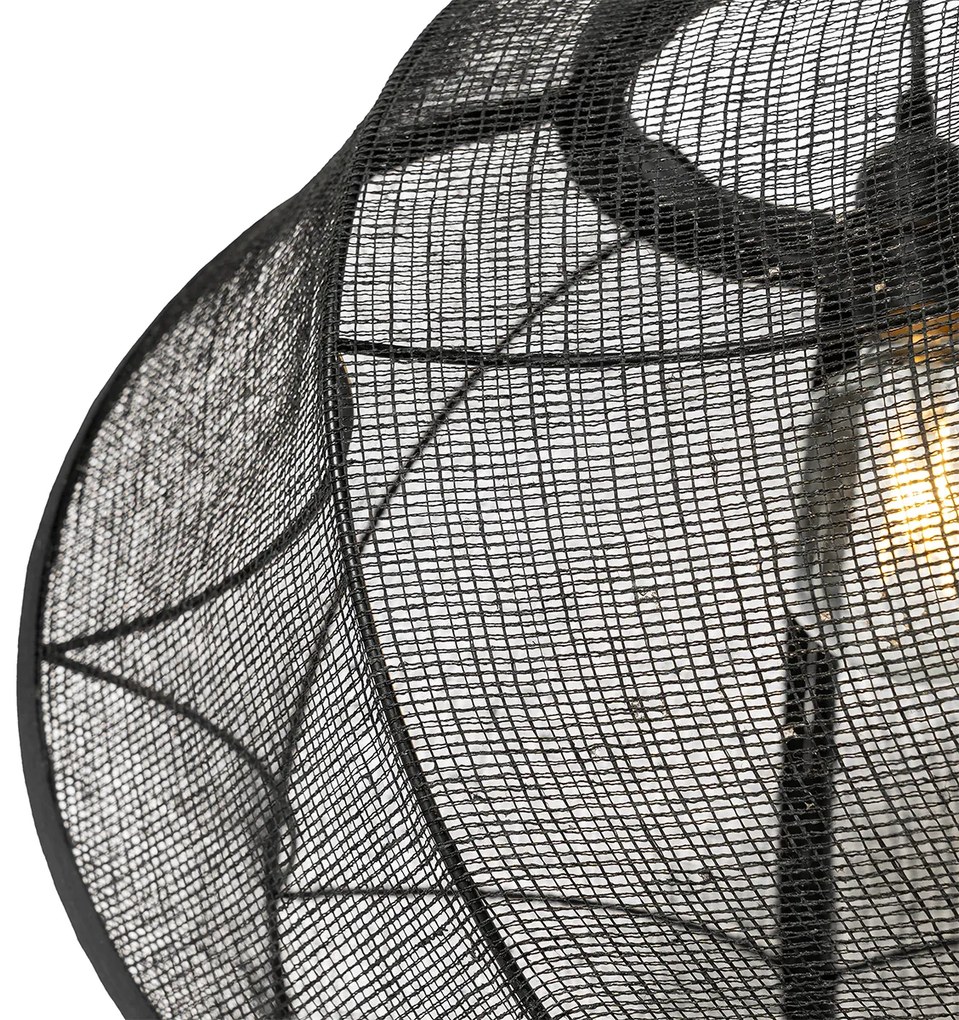 Ориенталски висящ лампион, черен плат, 48 см - Rob