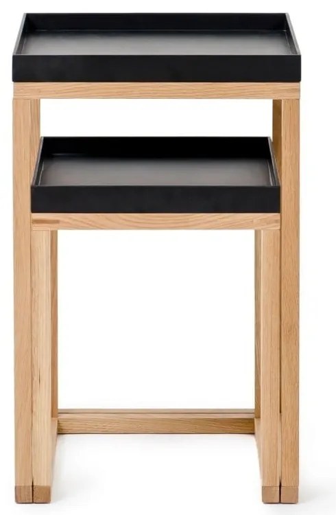 Комплект от 2 странични масички от дъб с черен плот Oak Nest - Wireworks