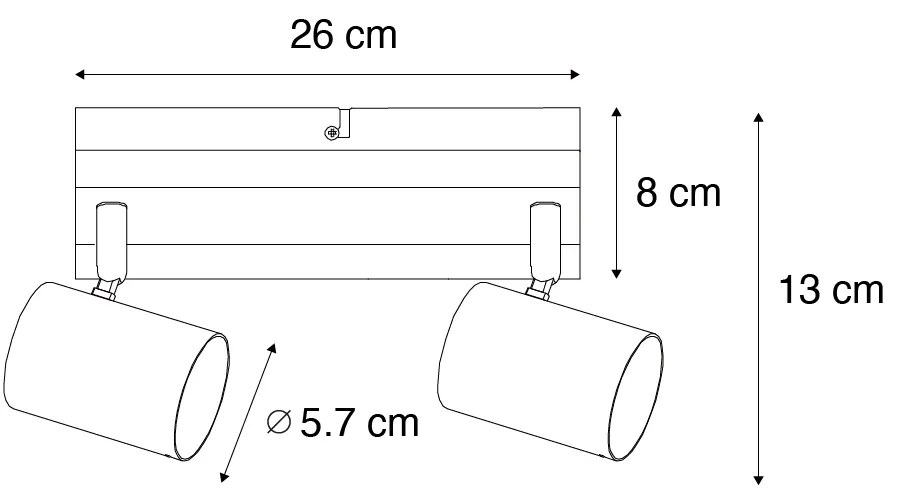 Таванна лампа черна с дърво 2-светлина регулируема правоъгълна - Jeana