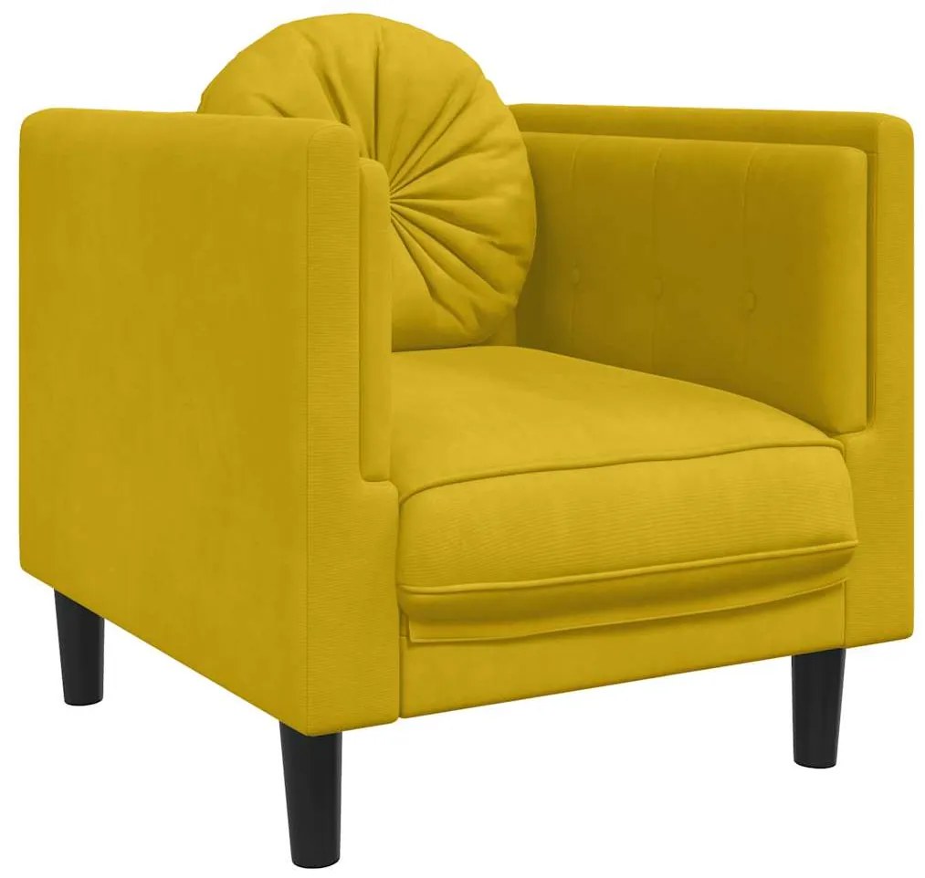 372628 vidaXL Фотьойл с възглавница, жълт, кадифе