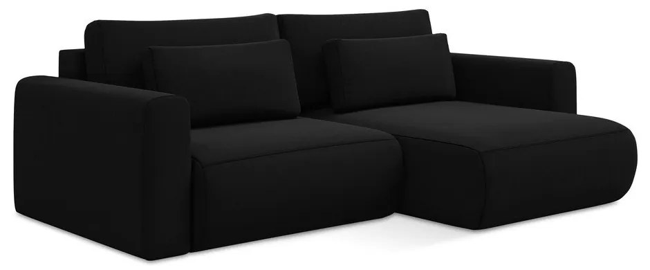 Черен кадифен разтегателен ъглов диван с място за съхранение (десен ъгъл) Kapua – Makamii