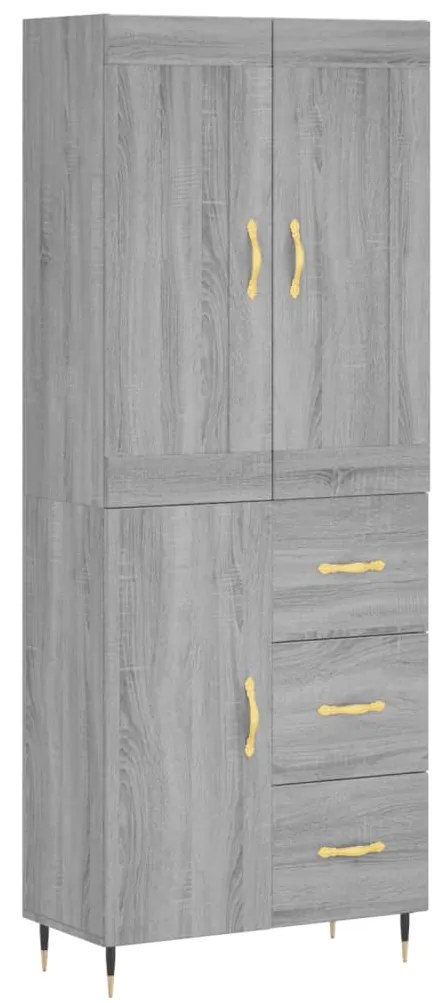 3199799 vidaXL Висок шкаф, сив сонома, 69,5x34x180 см, инженерно дърво