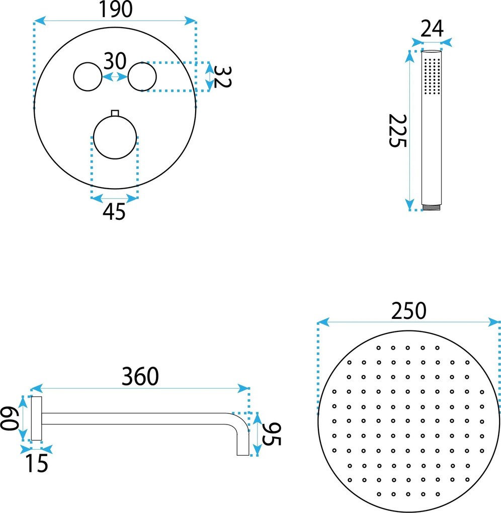 Душ система за вграждане Rea Lungo Diamond Gold+ BOX