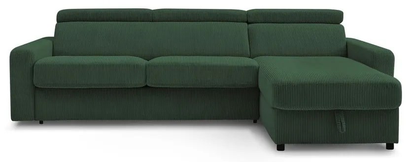 Тъмнозелен разтегателен ъглов диван от рипсено кадифе (променлив) Monaco – Bobochic Paris