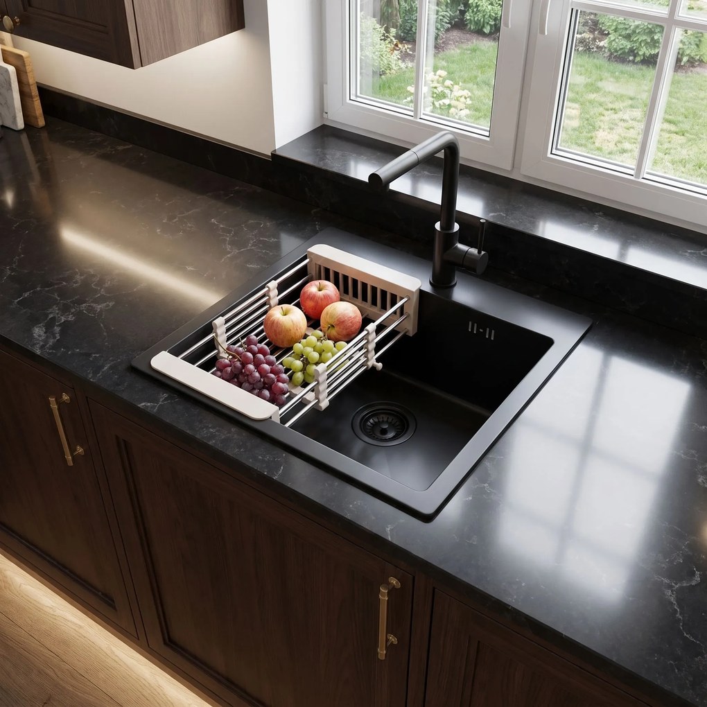 Стоманена мивка с комплект аксесоари 3 бр. REA Leo 40 Black