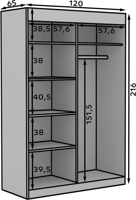 Гардероб Oxford плъзгащ се - Length: 120cm