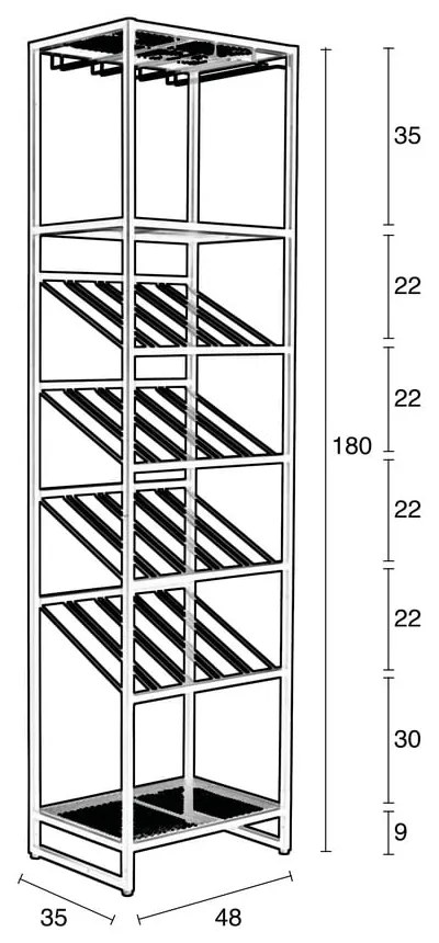 Черна метална стойка за вино за 20 бутилки, 48x180 cm Cantor - Zuiver