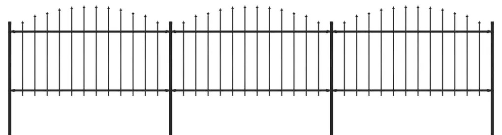 Sonata Градинска ограда с пики, стомана, (1,25-1,5)x5,1 м, черна