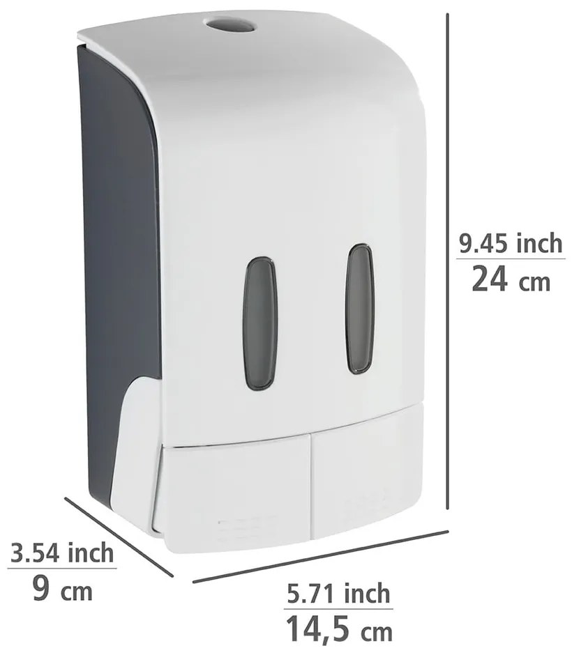 Бял пластмасов диспенсър за сапун, монтиран на стена, 0,96 л Tartas - Wenko