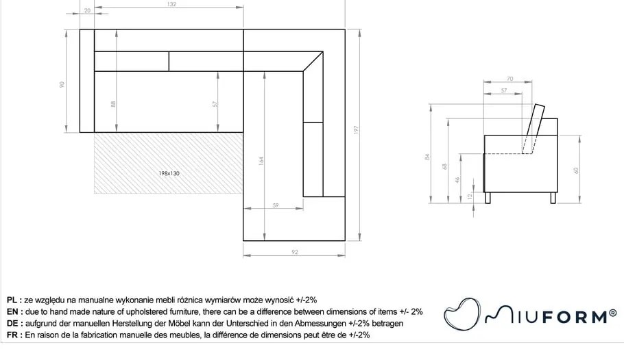 Оранжево-кафяв разтегателен ъглов диван от рипсено кадифе (десен ъгъл) Lofty Lilly – Miuform
