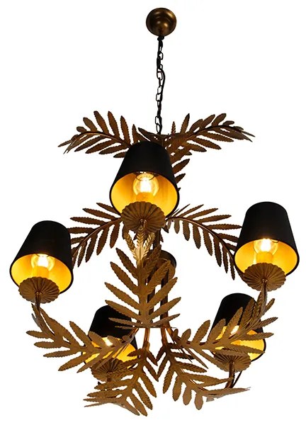 Полилей златен с черен памучен абажур 5-светлина - Botanica