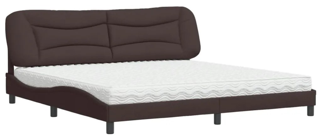 3208558 vidaXL Легло с матрак Hvar, тъмнокафяво, 200x200 см, плат