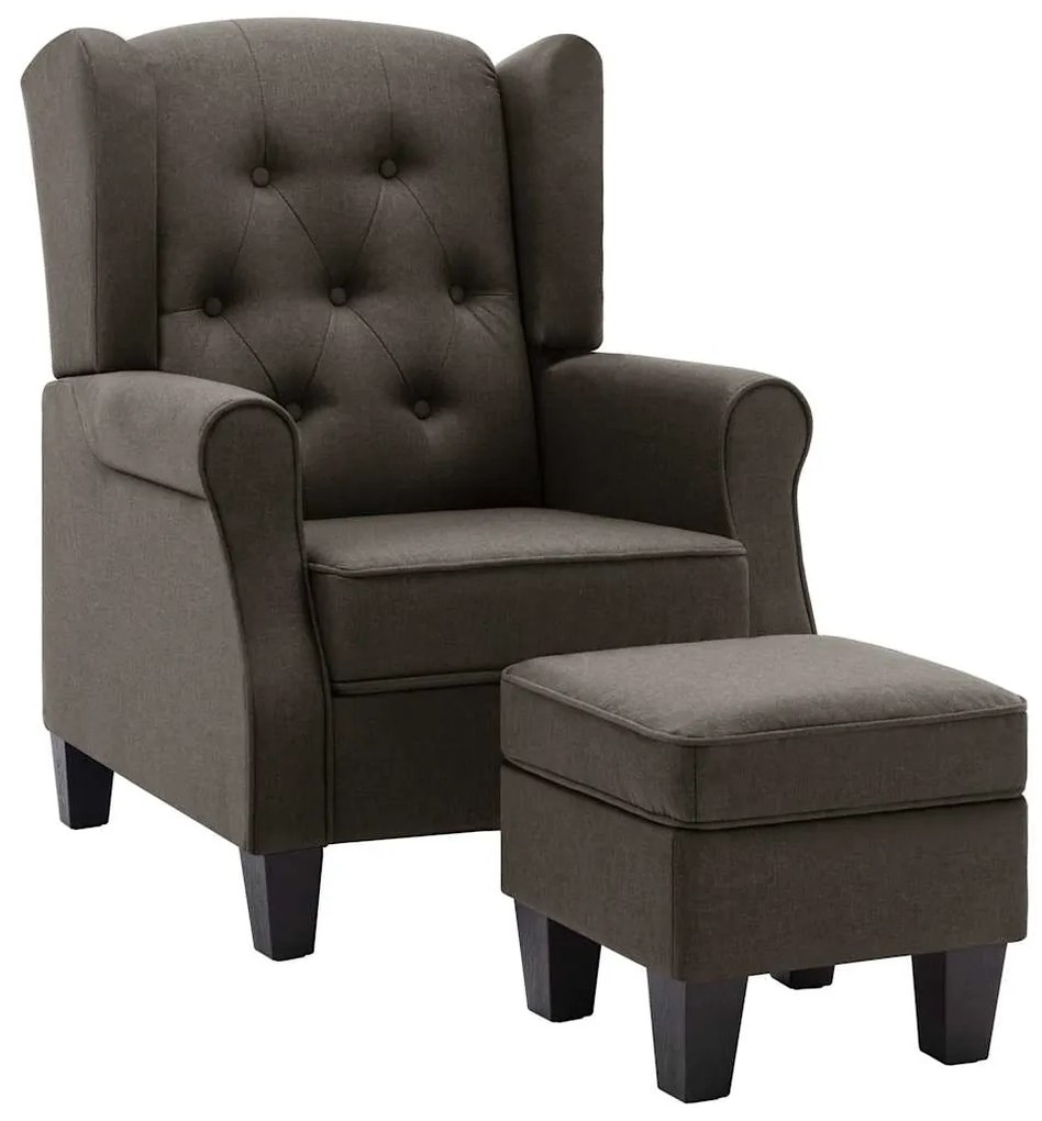 320159 vidaXL Фотьойл с табуретка за крака, таупе, текстил