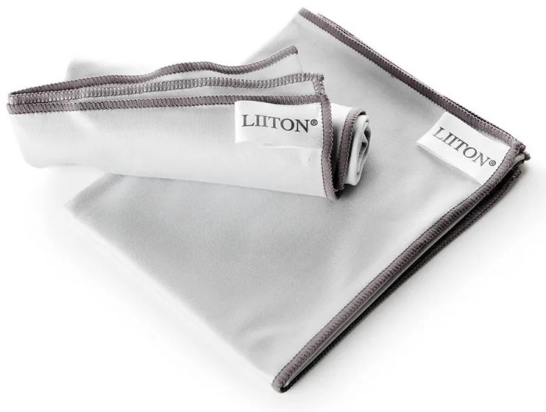 Комплект микрофибърни кърпи за почистване на кристално стъкло LIITON L20400, 50х31 см, 2 бр, Сив