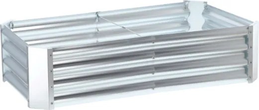 Правоъгълна повдигната метална градинска леха в сребрист цвят 240 × 120 × 30 cm