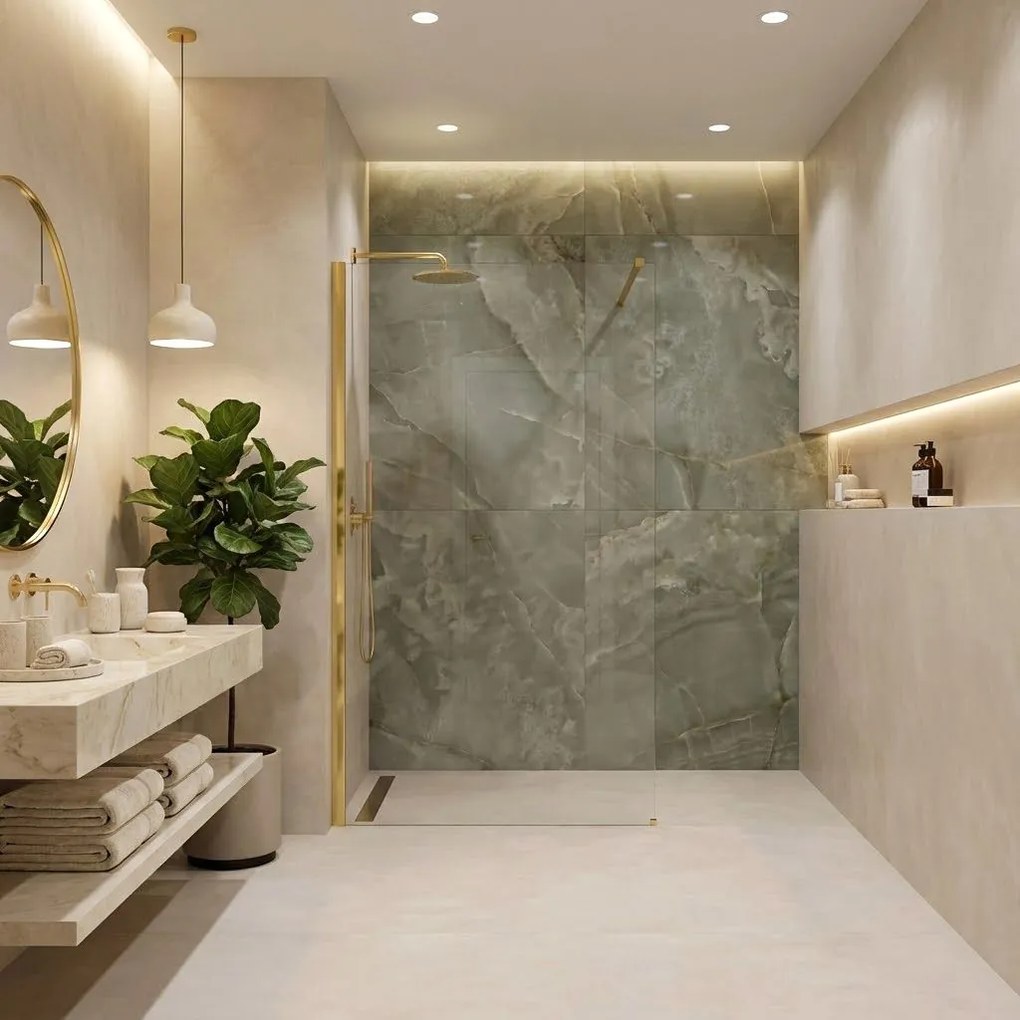 Параван за душ Rea Flexi Transparent / Gold 70